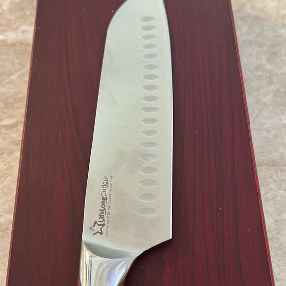 Rosewood Handle 13” Santoku Knife - Picture 3 of 9
